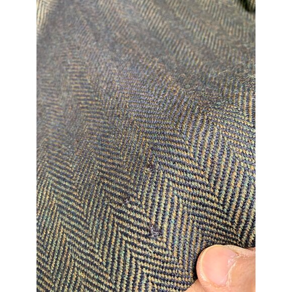 VTG 80s Oscar De La Renta Green Herringbone Wool Blazer 46R Colombia 8901 - Picture 8 of 12